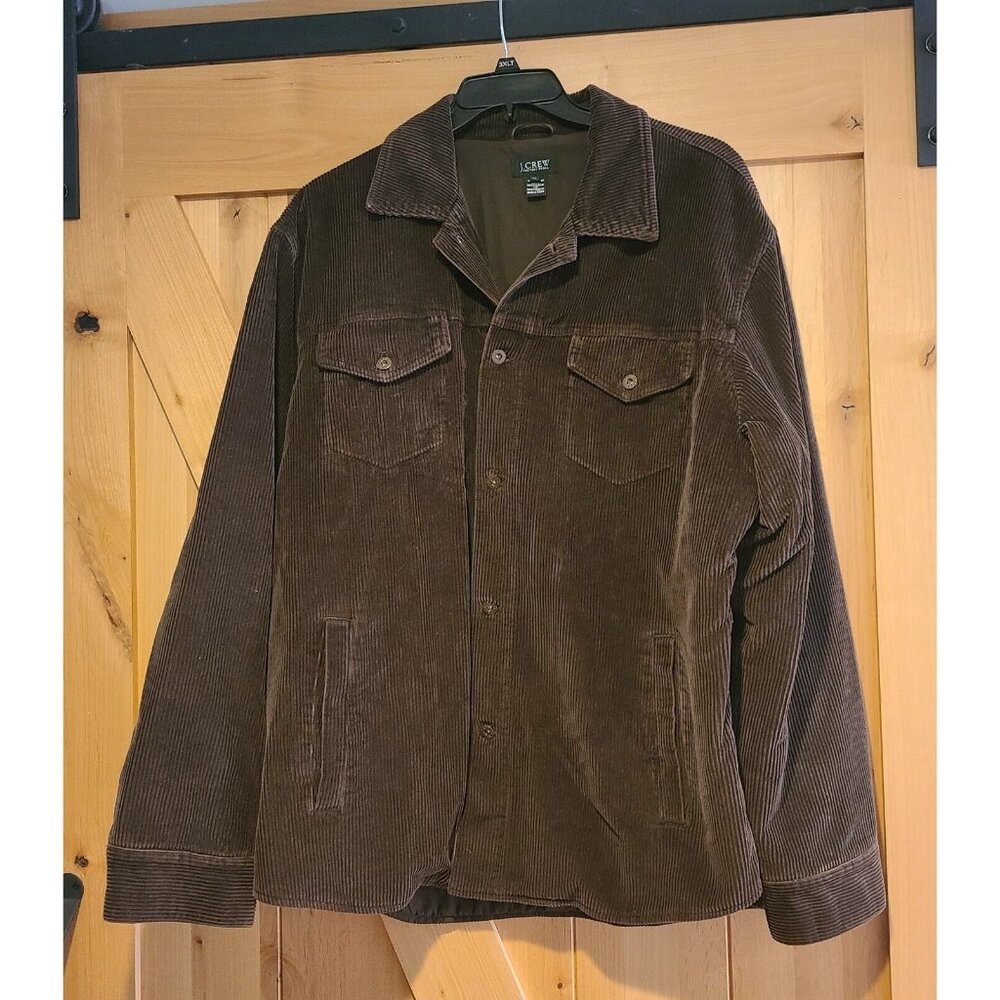 J Crew Corduroy Jacket Size XL Vintage Style Brown Trucker Shacket Quilted